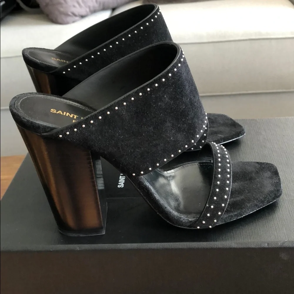 NIB Saint Laurent Oak Studded Mule - Picture 2 of 6